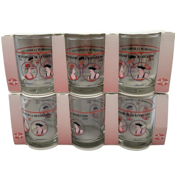 Cerve Bicentenaire De La Revolution 1789-1989 Blown Glasses Marianne Dumont - Picture 1 of 12